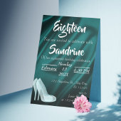 Blue Silk 18th Birthday Party Invitation Card 招待状