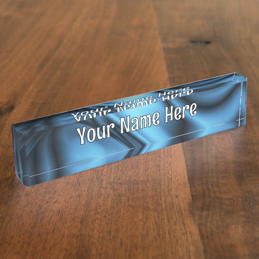 Blue Silk wave デスクネームプレート (側面)