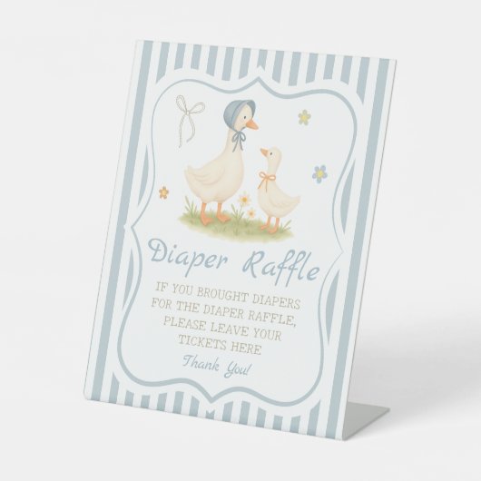 Blue Silly Goose Baby Shower Diaper Raffle 台座サイン (正面)