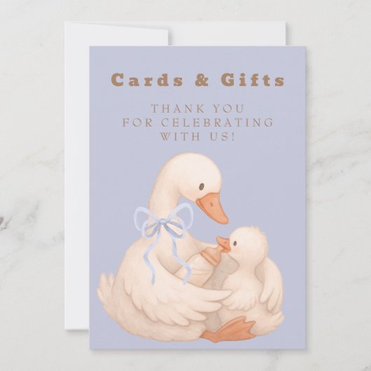 Blue Silly Goose Cards and Gifts Table Sign  招待状 (正面)