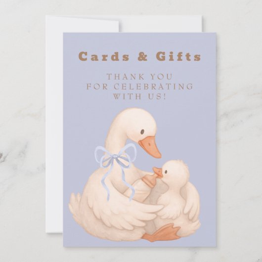 Blue Silly Goose Cards and Gifts Table Sign  招待状 (裏面)