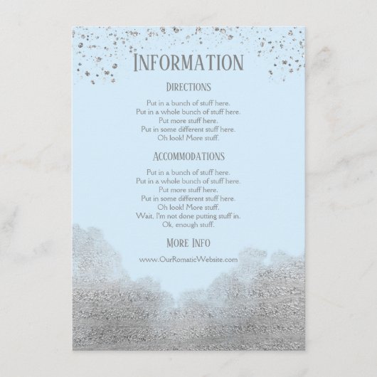 Blue Silverの紙吹雪結婚詳細 エンクロージャーカード (正面)