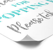 Blue Silver感謝してい紙吹雪Popping By Sign ポスター (角)