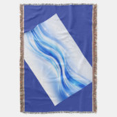 Blue & Silver Abstract Wave Blanket – Modern Flowi スローブランケット (正面縦)