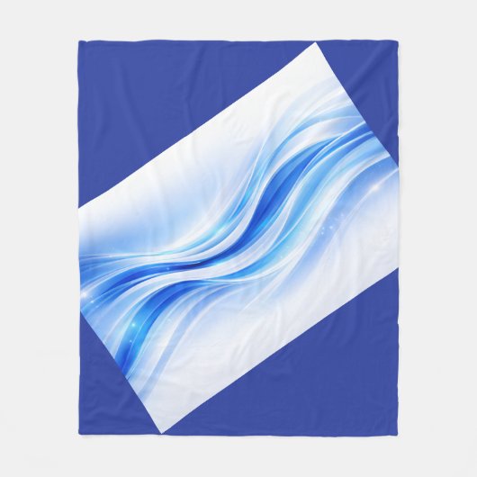 Blue & Silver Abstract Wave Blanket – Modern Flowi フリースブランケット (正面)