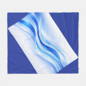 Blue & Silver Abstract Wave Blanket – Modern Flowi フリースブランケット (正面(横))