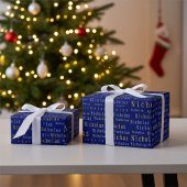Blue, Silver and Gold Name Custom Wrapping Paper ラッピングペーパー