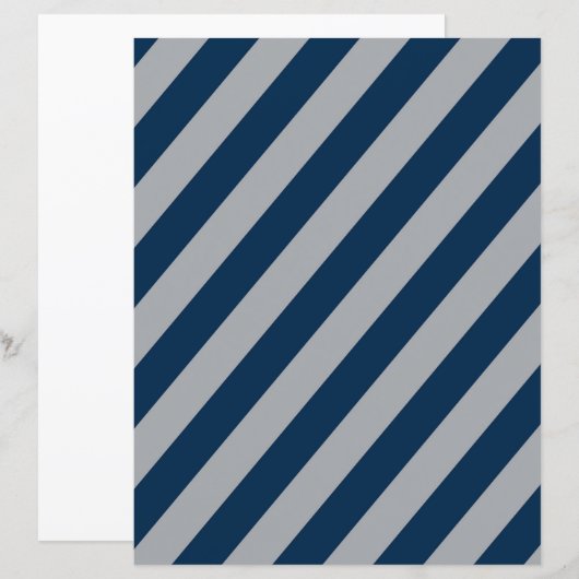 Blue & Silver Diagonal Stripes Scrapbook Paper (正面/裏面)