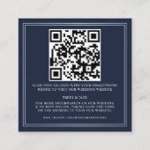 Blue Silver Floral Royal Wedding RSVP QR Code  エンクロージャーカード (裏面)