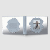 Blue Silver Foil Funeral Guest Book Photo Elegant ゲストブック (全面)