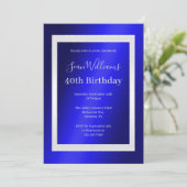 Blue & Silver Framed Men's 40th Birthday 招待状 (スタンド正面)