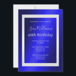 Blue & Silver Framed Men's 40th Birthday 招待状<br><div class="desc">明るく上品でスタイリッシュ青エレガントと銀の誕生日の招待の男性へイベント。プラチナフレームとグリッターを備えたファッショナブルで洗練された明るい青色のグラデーショ縁どンの背景は、あなたのイベント詳細を包み込む。すべての文字、フォント、およびフォントの色は完全にカスタマイズ可能であなたもしの要件を満たすよう救済にカスタマイズ、あなたは望むまたは一致する製品を望むか、私の店を通して私は私を満足し、私はあなたのために非常に幸せになります。</div>