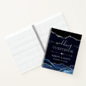Blue & Silver Glitter Agate Wedding Guest Book ノートブック (内部)