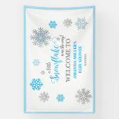 Blue Silver Glittery Snowflake Winter Baby Shower  横断幕 (縦)