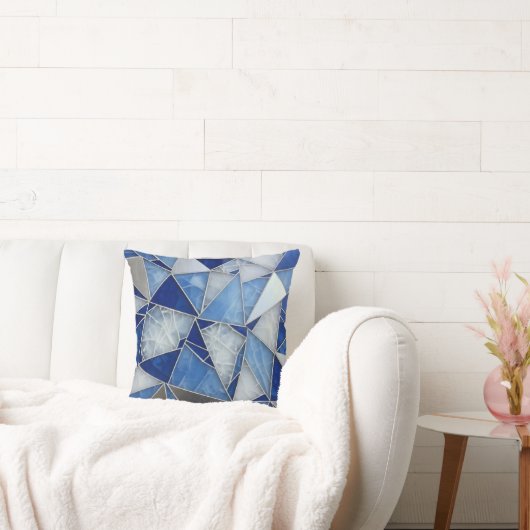 blue silver mosaic 1 クッション (ソファ)