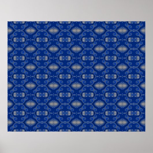 Blue Silver Mosaic Poster ポスター (正面)