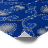Blue Silver Mosaic Poster ポスター (角)