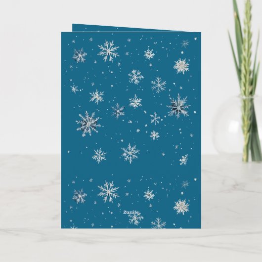 Blue Silver Snowflakes Christmas Tree カード (裏面)