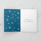 Blue Silver Snowflakes Christmas Tree カード (内部)