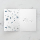 Blue Silver Snowflakes Window Teddy Bear Christmas カード (内部)