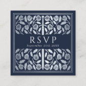 Blue Silver Sword Royal Wedding RSVP QR Code エンクロージャーカード (正面)