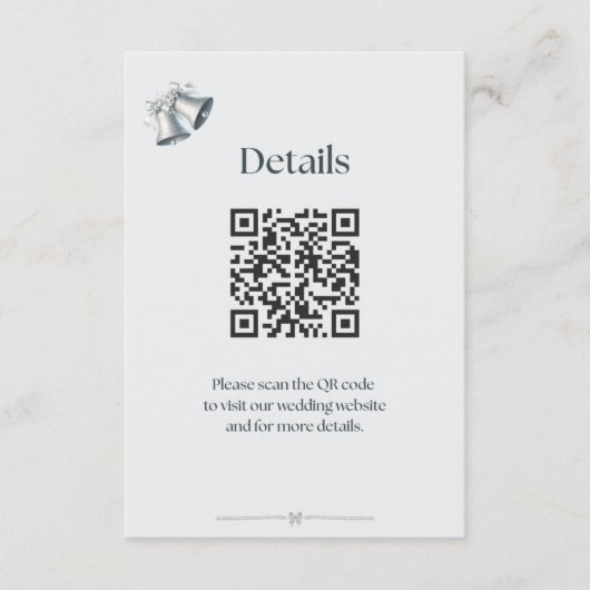 Blue Silver Wedding Bells Details Enclosure エンクロージャーカード (正面)