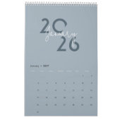 Blue Simple Elegant 2026 Calendar カレンダー (1月 2027)