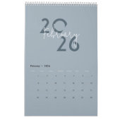Blue Simple Elegant 2026 Calendar カレンダー (2月 2026)
