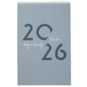 Blue Simple Elegant 2026 Calendar カレンダー (カバー)