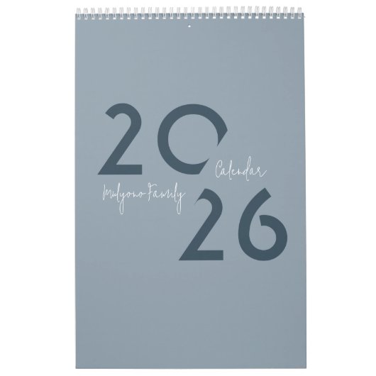 Blue Simple Elegant 2026 Calendar カレンダー (カバー)