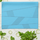 Blue, simple, elegant, abstract line pattern キッチンタオル (折り畳み)