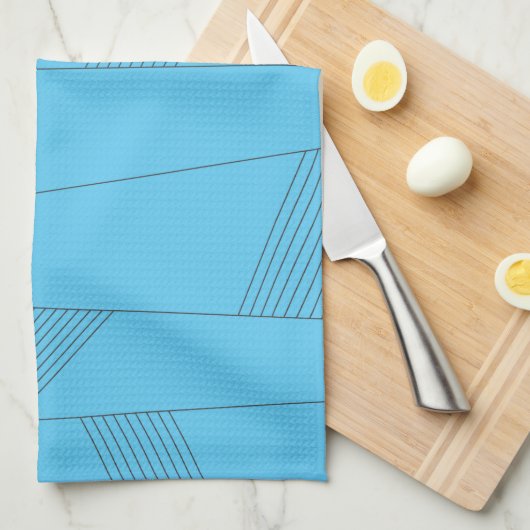 Blue, simple, elegant, abstract line pattern キッチンタオル (四つ折り)
