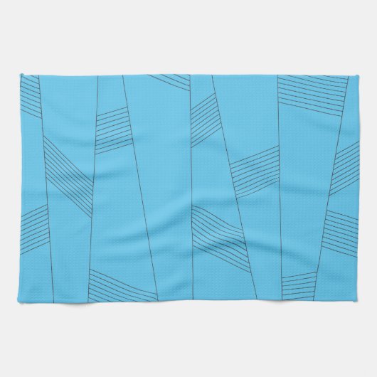 Blue, simple, elegant, abstract line pattern キッチンタオル (横)
