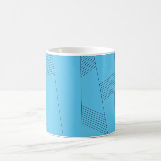 Blue, simple, elegant, abstract line pattern コーヒーマグカップ (中央)