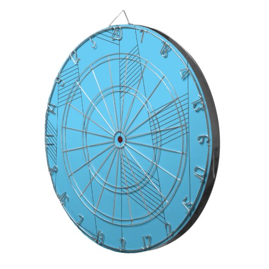 Blue, simple, elegant, abstract line pattern ダーツボード (正面右)