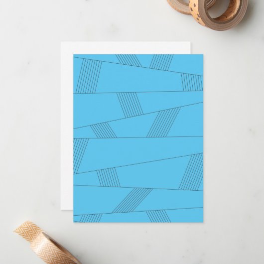 Blue, simple, elegant, abstract line pattern ノートカード (正面/裏面インサイチュ)