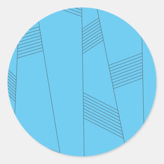 Blue, simple, elegant, abstract line pattern ラウンドシール (正面)