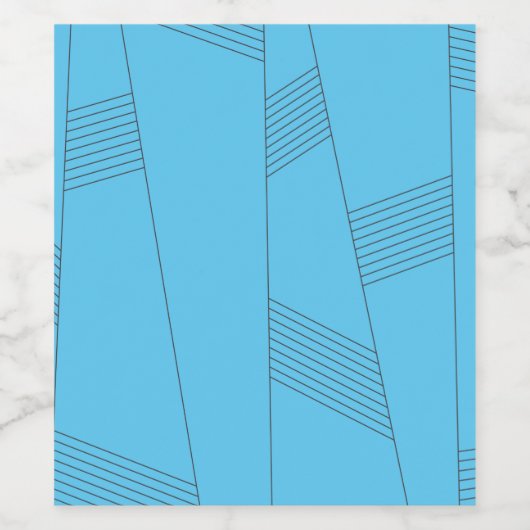 Blue, simple, elegant, abstract line pattern ワインラベル (シングルラベル)
