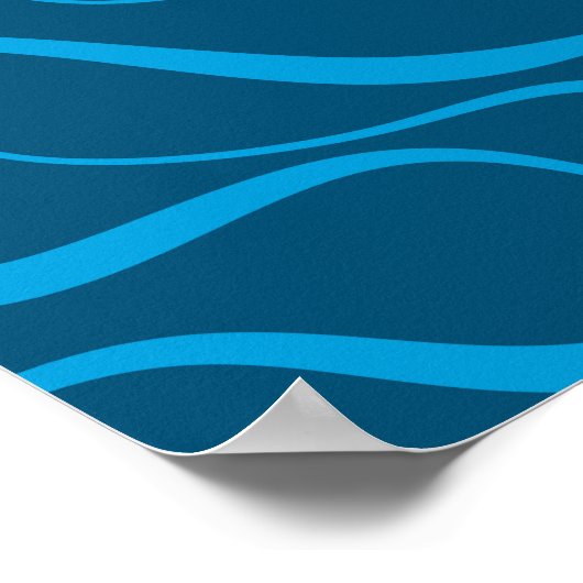 Blue, simple, modern, cool wave abstraction ポスター (角)
