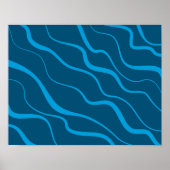 Blue, simple, modern, cool wave abstraction ポスター (正面)