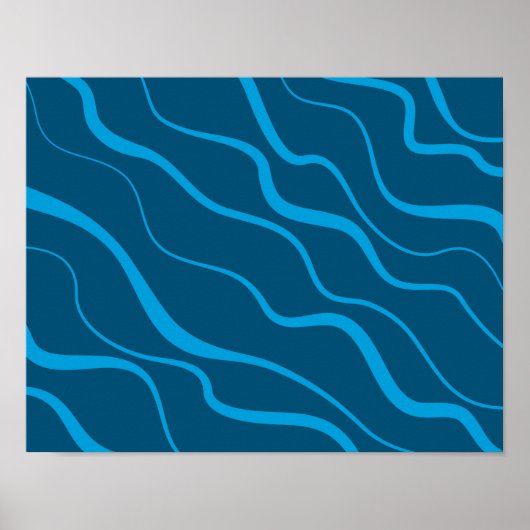Blue, simple, modern, cool wave abstraction ポスター (正面)