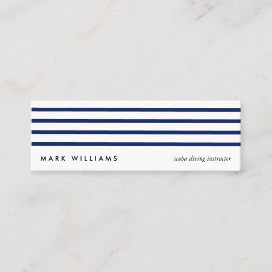 Blue simple modern navy nautical lines card スキニー名刺 (正面)