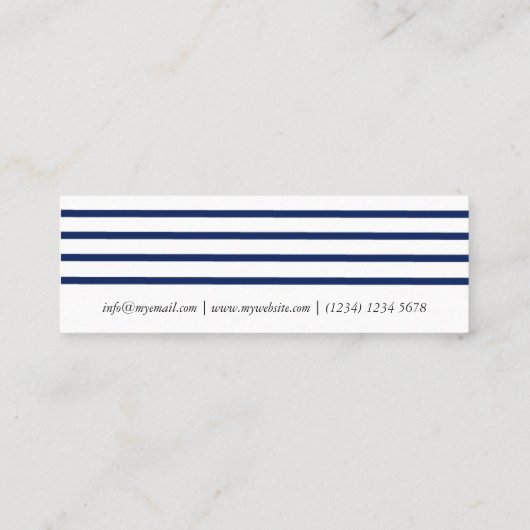 Blue simple modern navy nautical lines card スキニー名刺 (裏面)