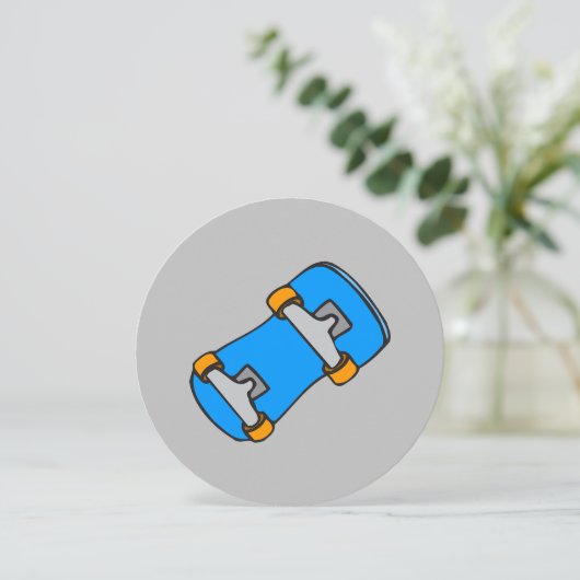 Blue Skateboard with Orange Wheels (スタンド正面)