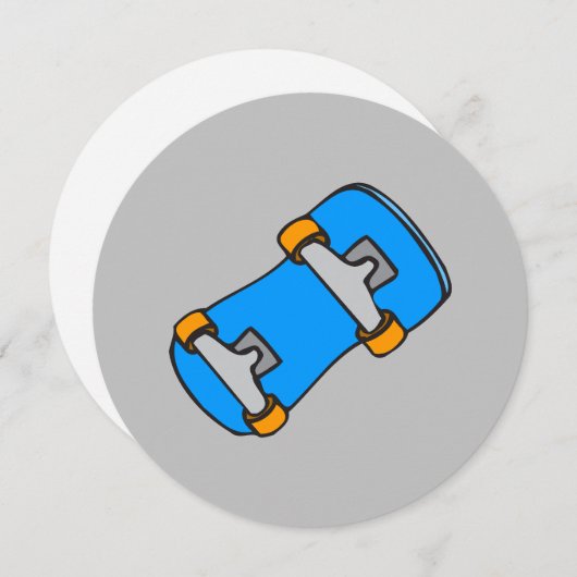 Blue Skateboard with Orange Wheels (正面/裏面)