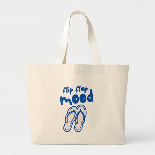 Blue Sketch Bold Flip Flops Mood Daily Life Phrase ラージトートバッグ (正面)