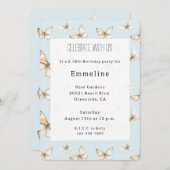 Blue Skies & Butterflies Birthday 招待状 (正面/裏面)