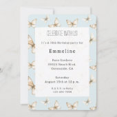 Blue Skies & Butterflies Birthday 招待状 (正面)