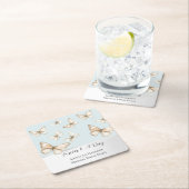 Blue Skies & Butterflies Wedding  スクエアペーパーコースター (インサイチュ)