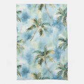 Blue Skies Tropical Island Palm Trees   キッチンタオル (縦)